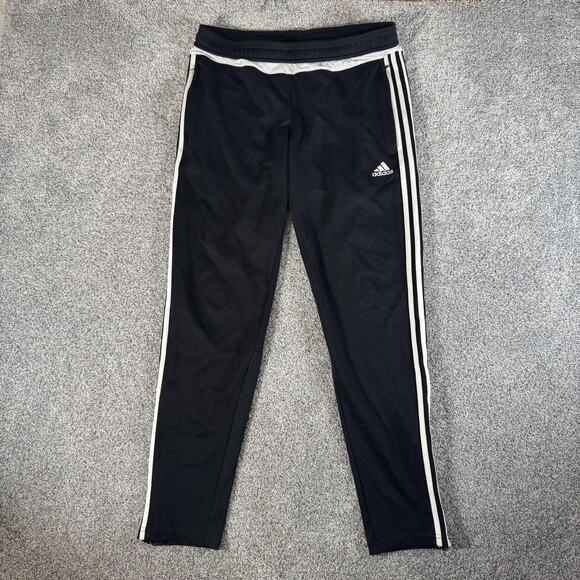 Adidas Track Pants Womens Large Black Climacool 3-Stripes Zip Ankle M64030 - Picture 1 of 16